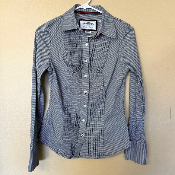 Guess Jeans Women's Houndstooth Button Down Shirt‎ Long Sleeve Fitted - Picture 2 of 5